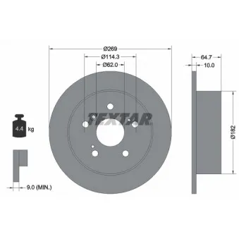 Jeu de 2 disques de frein arrière TEXTAR 92079300