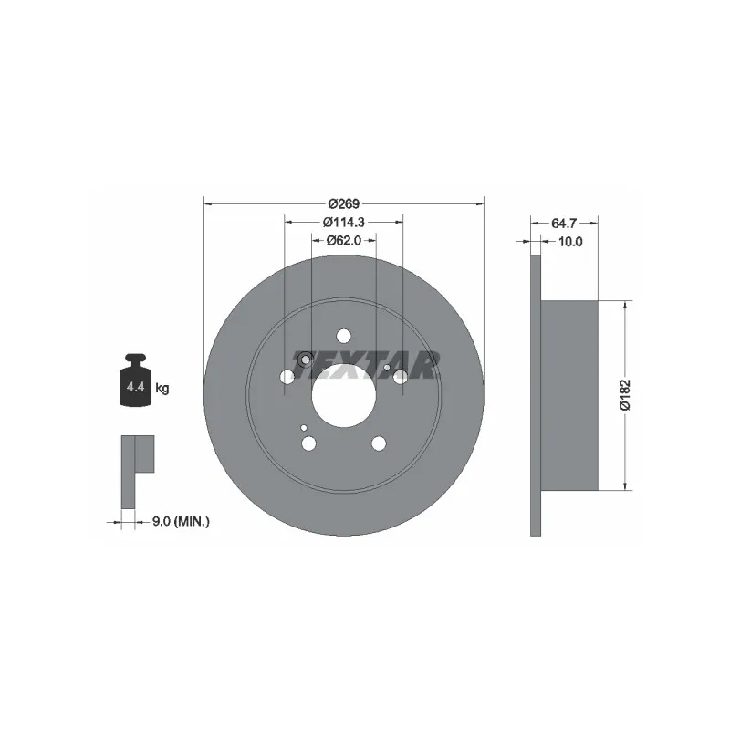 Jeu de 2 disques de frein arrière TEXTAR 92079300