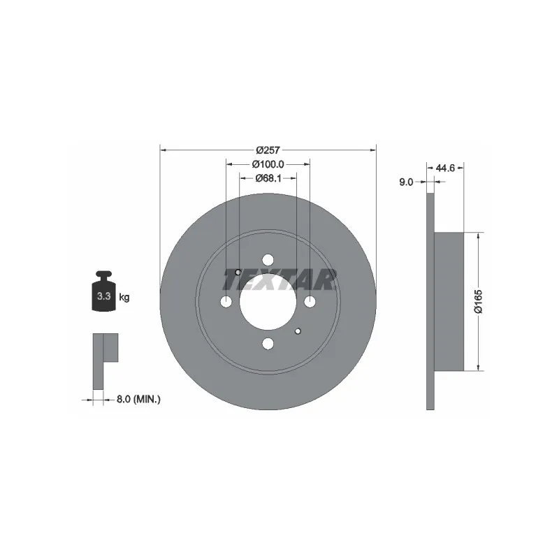 Jeu de 2 disques de frein arrière TEXTAR 92079900