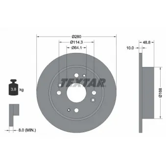 Jeu de 2 disques de frein arrière TEXTAR 92081700