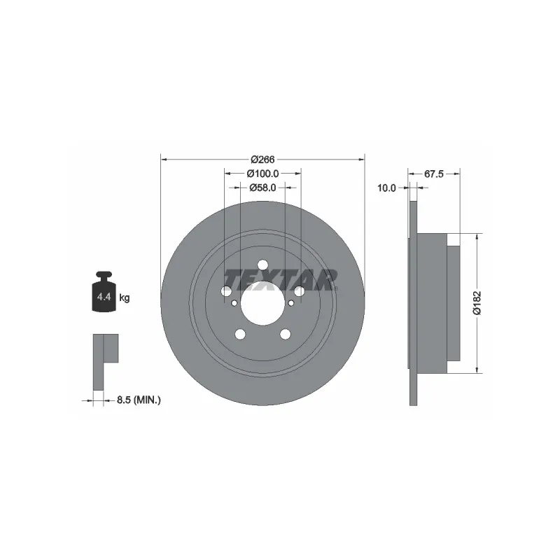 Jeu de 2 disques de frein arrière TEXTAR 92082000