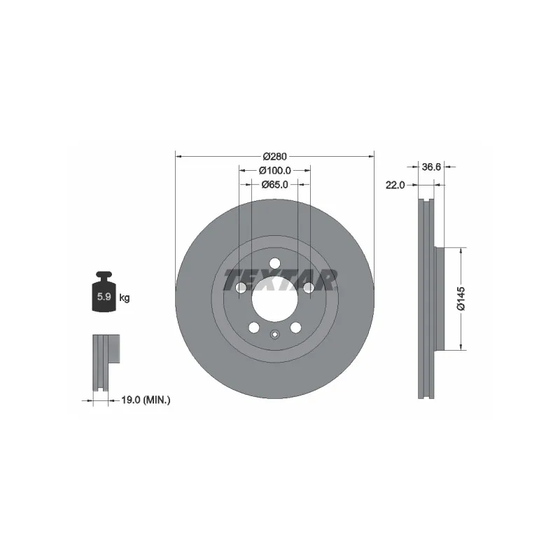 Jeu de 2 disques de frein avant TEXTAR 92082305