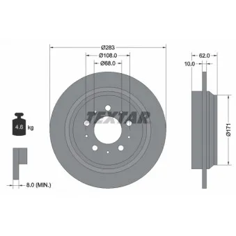 Jeu de 2 disques de frein arrière TEXTAR 92088600