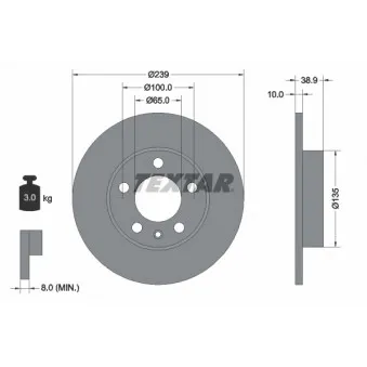 Jeu de 2 disques de frein arrière TEXTAR 92088700