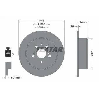 Jeu de 2 disques de frein arrière TEXTAR 92090700