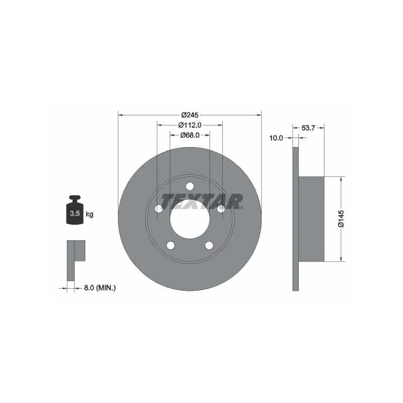 Jeu de 2 disques de frein arrière TEXTAR 92090803