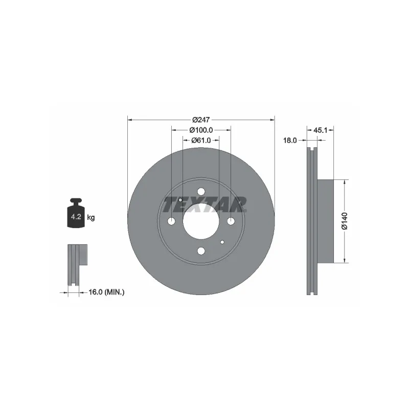 Jeu de 2 disques de frein avant TEXTAR 92091000