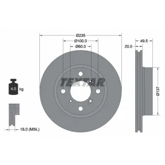 Jeu de 2 disques de frein avant TEXTAR 92093200