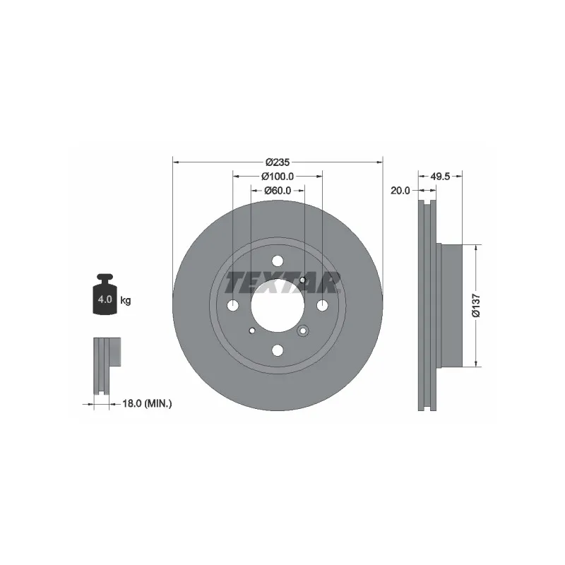 Jeu de 2 disques de frein avant TEXTAR 92093200