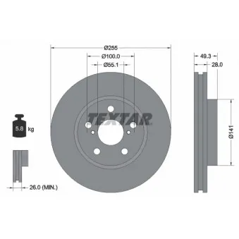 Jeu de 2 disques de frein avant TEXTAR 92094300