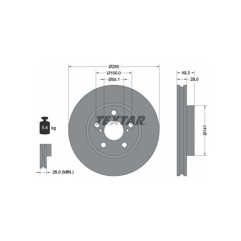 Jeu de 2 disques de frein avant TEXTAR 92094300