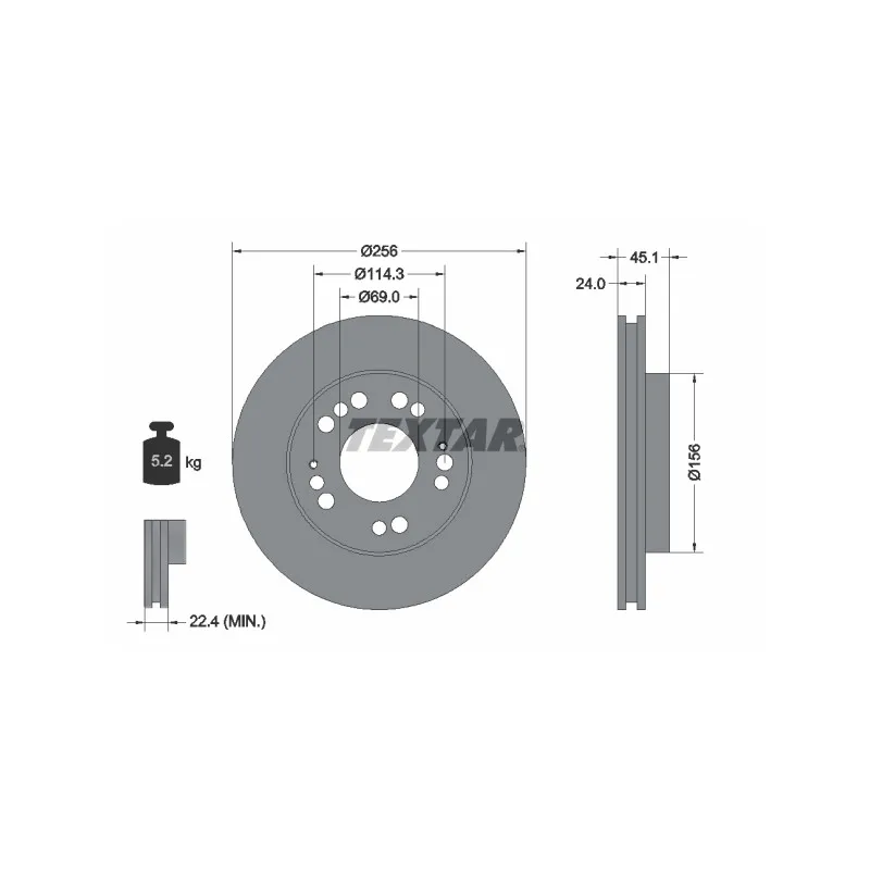 Jeu de 2 disques de frein avant TEXTAR 92094700
