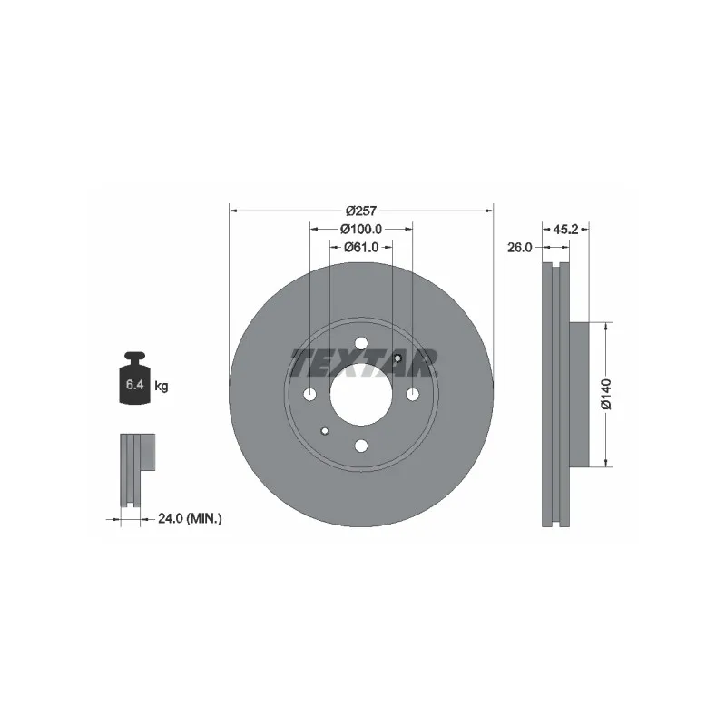 Jeu de 2 disques de frein avant TEXTAR 92096700