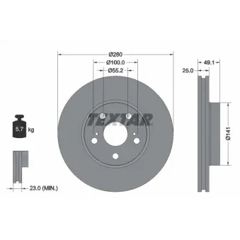 Jeu de 2 disques de frein avant TEXTAR 92096903