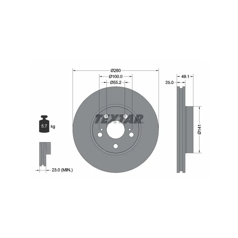 Jeu de 2 disques de frein avant TEXTAR 92096903