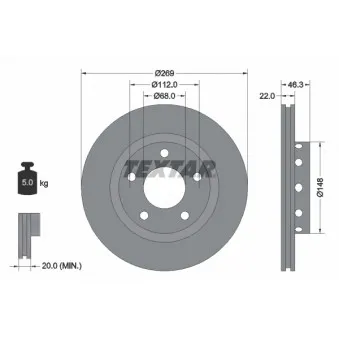 Jeu de 2 disques de frein arrière TEXTAR 92098400