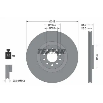 Jeu de 2 disques de frein avant TEXTAR 92098505