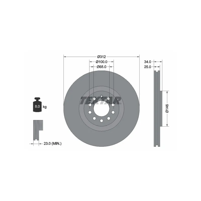 Jeu de 2 disques de frein avant TEXTAR 92098505