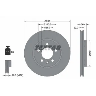 Jeu de 2 disques de frein arrière TEXTAR 92098603