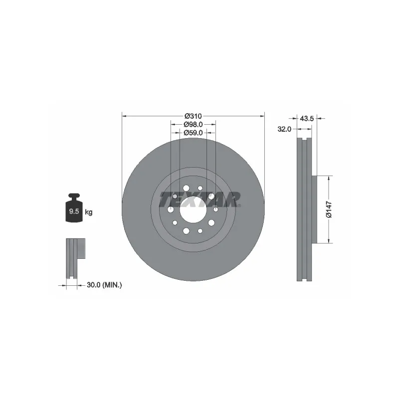 Jeu de 2 disques de frein avant TEXTAR 92118100