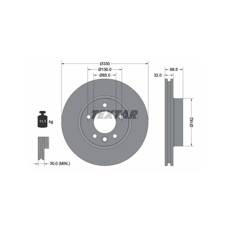 Disque de frein avant droit TEXTAR 92121605