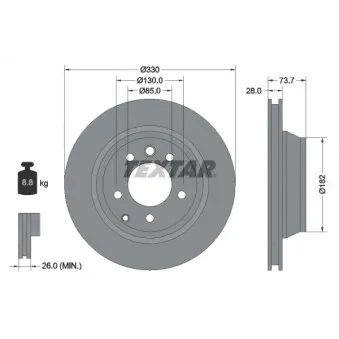 Jeu de 2 disques de frein arrière TEXTAR 92122005