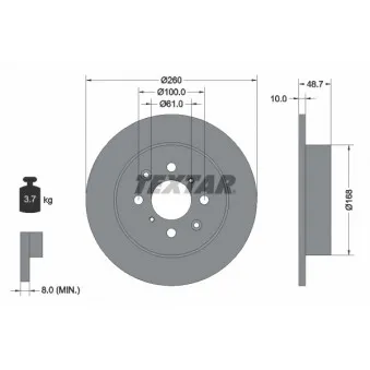 Jeu de 2 disques de frein arrière TEXTAR 92125300