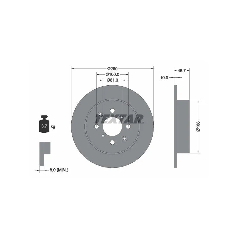 Jeu de 2 disques de frein arrière TEXTAR 92125300