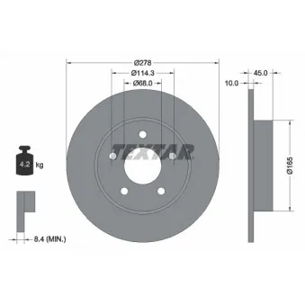 Jeu de 2 disques de frein arrière TEXTAR 92125703