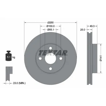 Jeu de 2 disques de frein avant TEXTAR 92125803