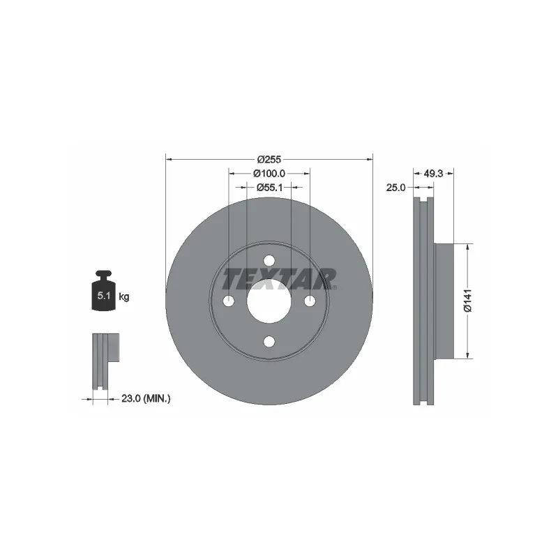 Jeu de 2 disques de frein avant TEXTAR 92125803