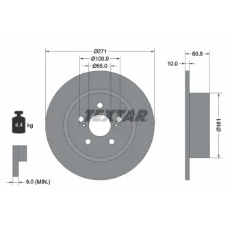 Jeu de 2 disques de frein arrière TEXTAR 92126503