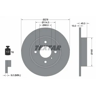 Jeu de 2 disques de frein arrière TEXTAR 92128700