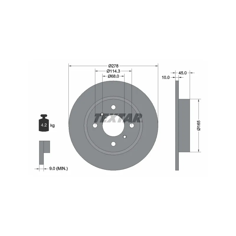 Jeu de 2 disques de frein arrière TEXTAR 92128700