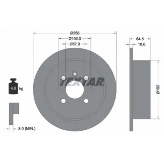 Jeu de 2 disques de frein arrière TEXTAR 92129000