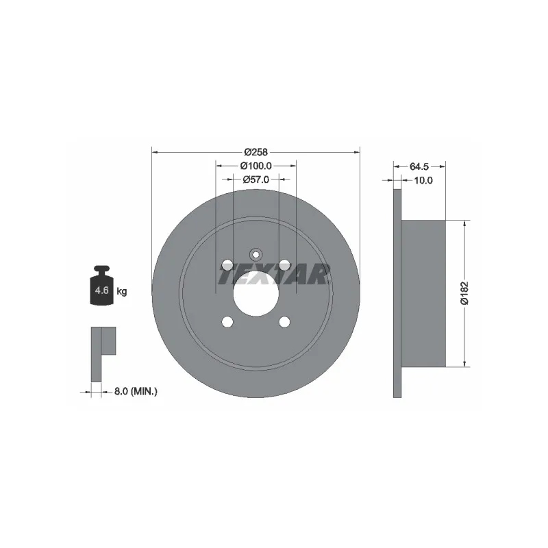 Jeu de 2 disques de frein arrière TEXTAR 92129000