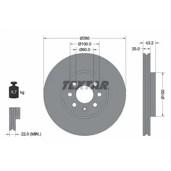 Jeu de 2 disques de frein avant TEXTAR 92129303