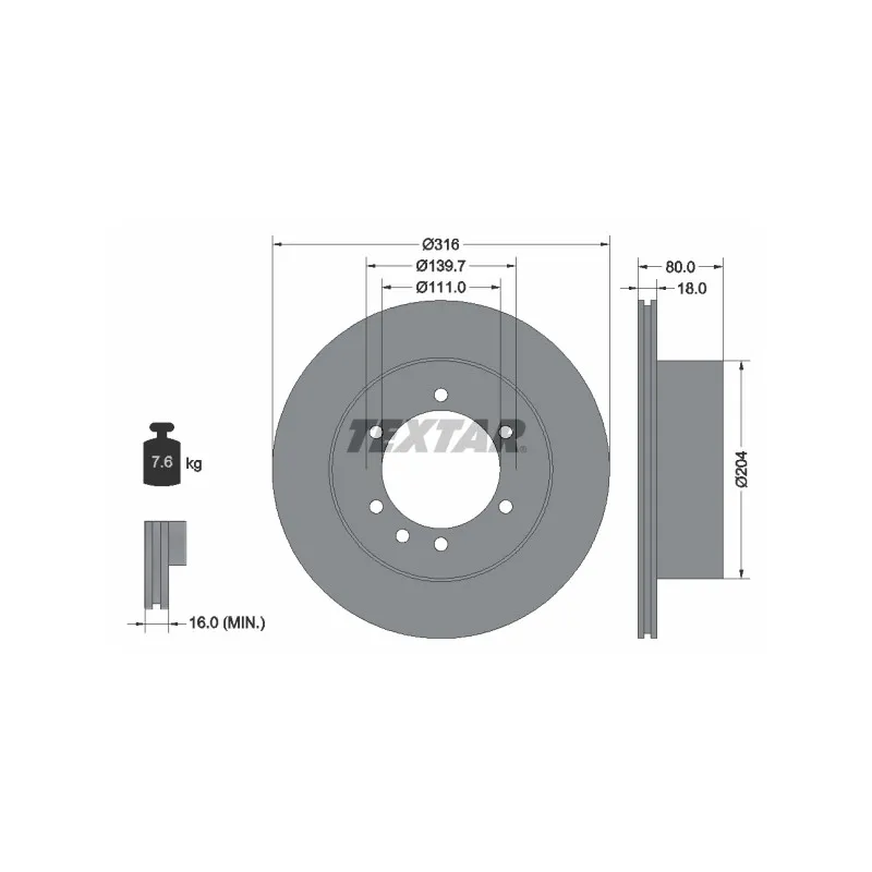 Jeu de 2 disques de frein arrière TEXTAR 92129900