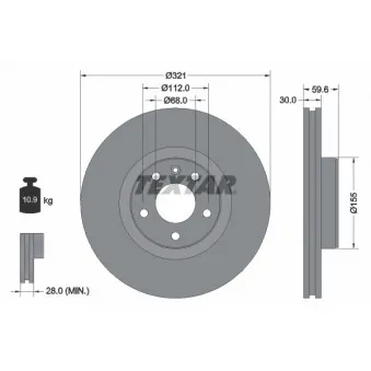 Jeu de 2 disques de frein avant TEXTAR 92132305