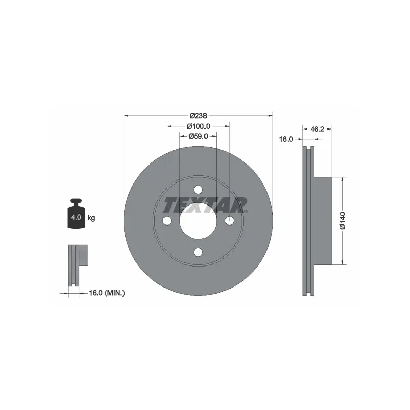 Jeu de 2 disques de frein avant TEXTAR 92144300