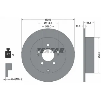 Jeu de 2 disques de frein arrière TEXTAR 92148403