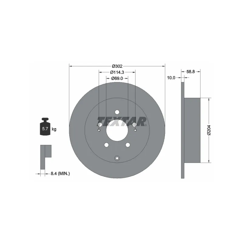 Jeu de 2 disques de frein arrière TEXTAR 92148403