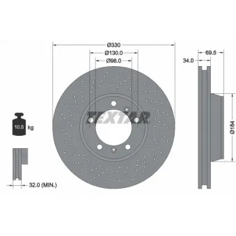 Disque de frein avant gauche TEXTAR 92149905