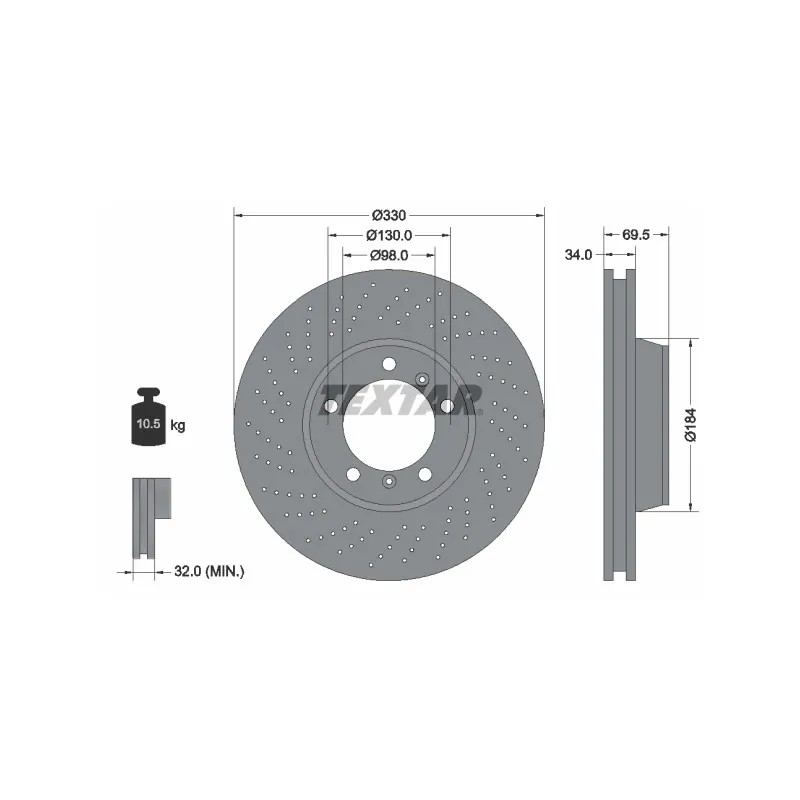 Disque de frein avant gauche TEXTAR 92149905