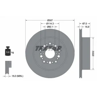 Jeu de 2 disques de frein arrière TEXTAR 92150400