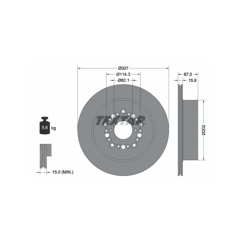 Jeu de 2 disques de frein arrière TEXTAR 92150400