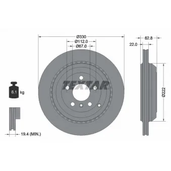 Jeu de 2 disques de frein arrière TEXTAR 92150903