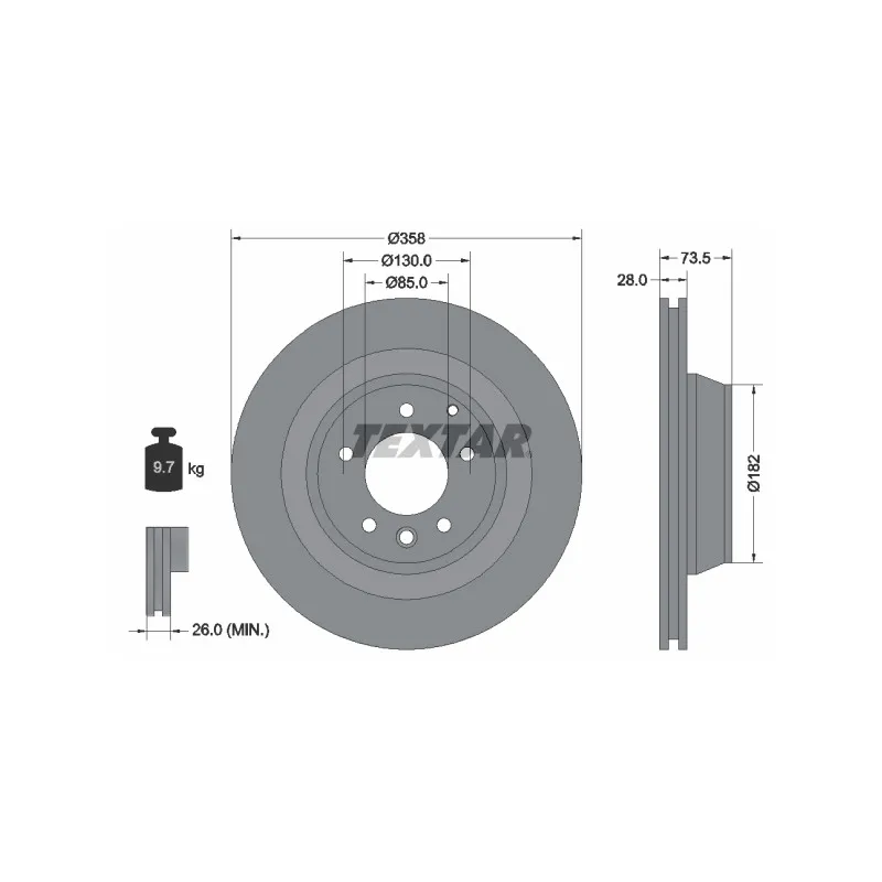 Jeu de 2 disques de frein arrière TEXTAR 92151403