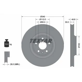 Jeu de 2 disques de frein avant TEXTAR 92160505