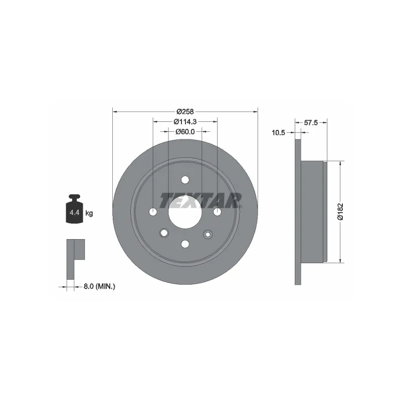 Jeu de 2 disques de frein arrière TEXTAR 92163000